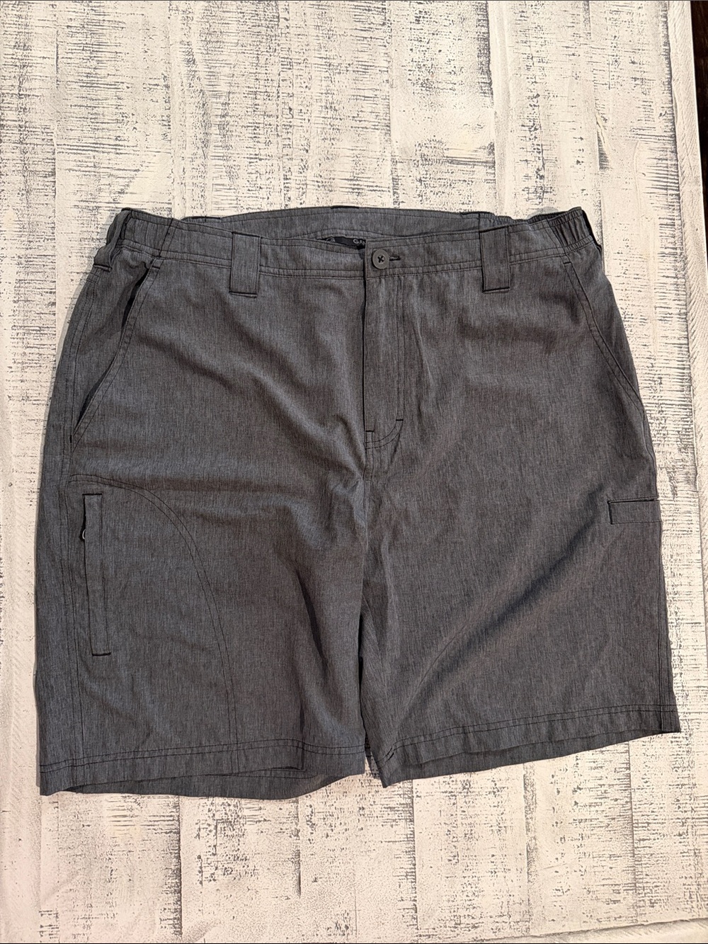 Men's Gray Cargo Shorts with Elastic Side Panels